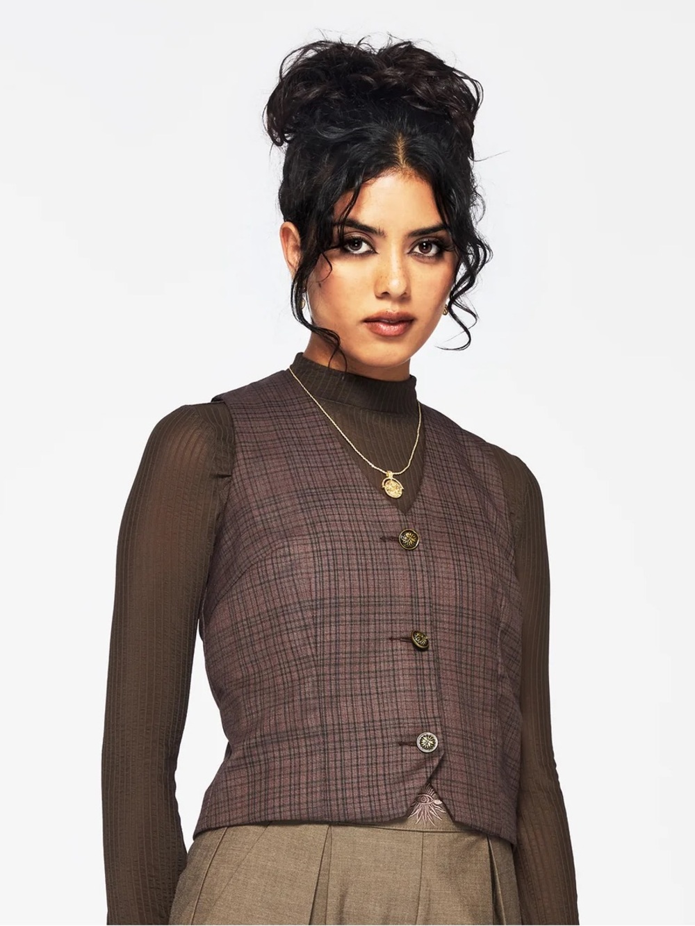 Disturbia Corbin Check Tailored Waistcoat